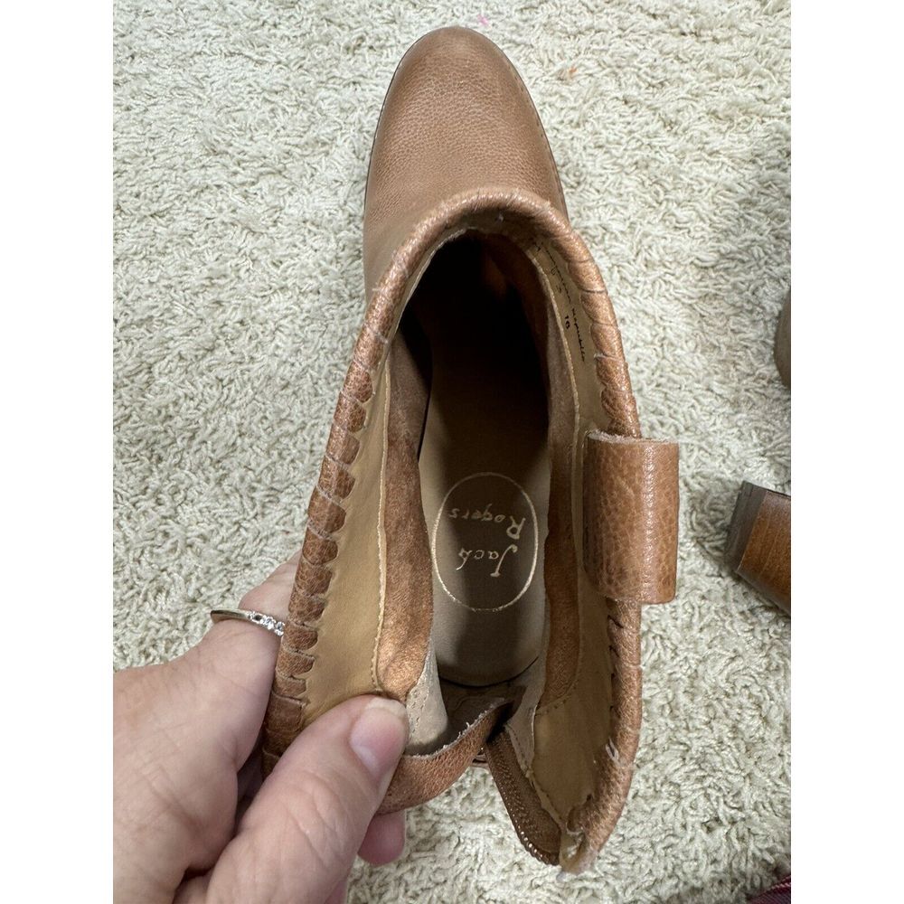 Jack Rogers Women's Greer Oak Tan Leather Block Heel Western Booties Size 7 M - Picture 10 of 12